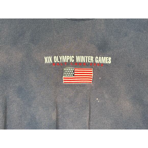 Salt Lake 2002 Winter Olympics Crewneck Sweatshirt Navy XL Faded - Picture 8 of 16